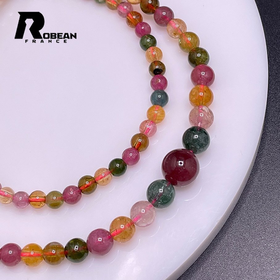 高級 EU制 定価7萬円★ROBEAN?ウォーターメロントルマリン★アクセサリー ネックレス パワーストーン 天然石 高級 3.3-7.5mm M706091