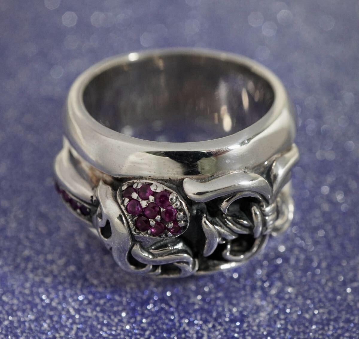 クロムハーツ/ダガーハートリング/新品加工/ルビーパヴェ/18號/インボイス/１円から！CHROME HEARTS