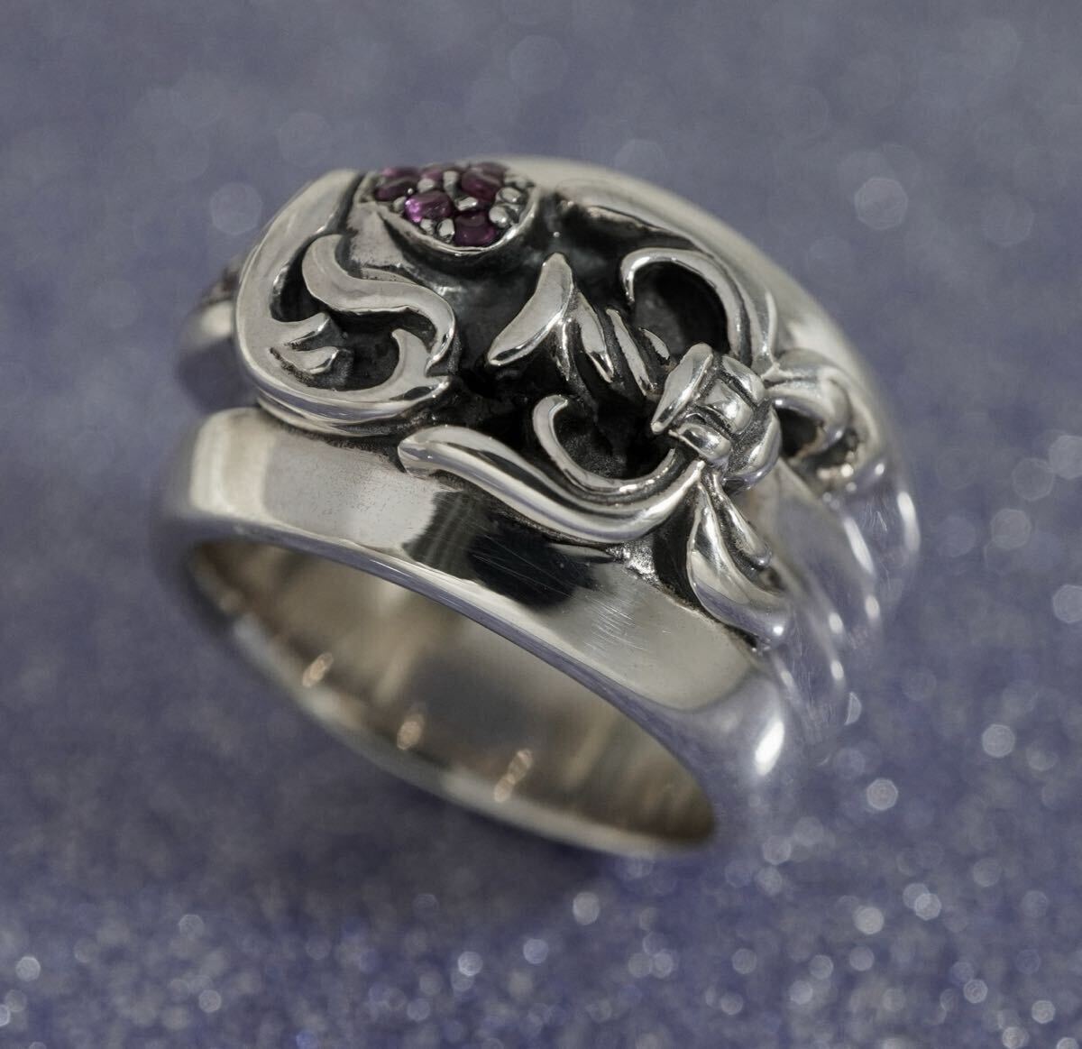 クロムハーツ/ダガーハートリング/新品加工/ルビーパヴェ/18號/インボイス/１円から！CHROME HEARTS