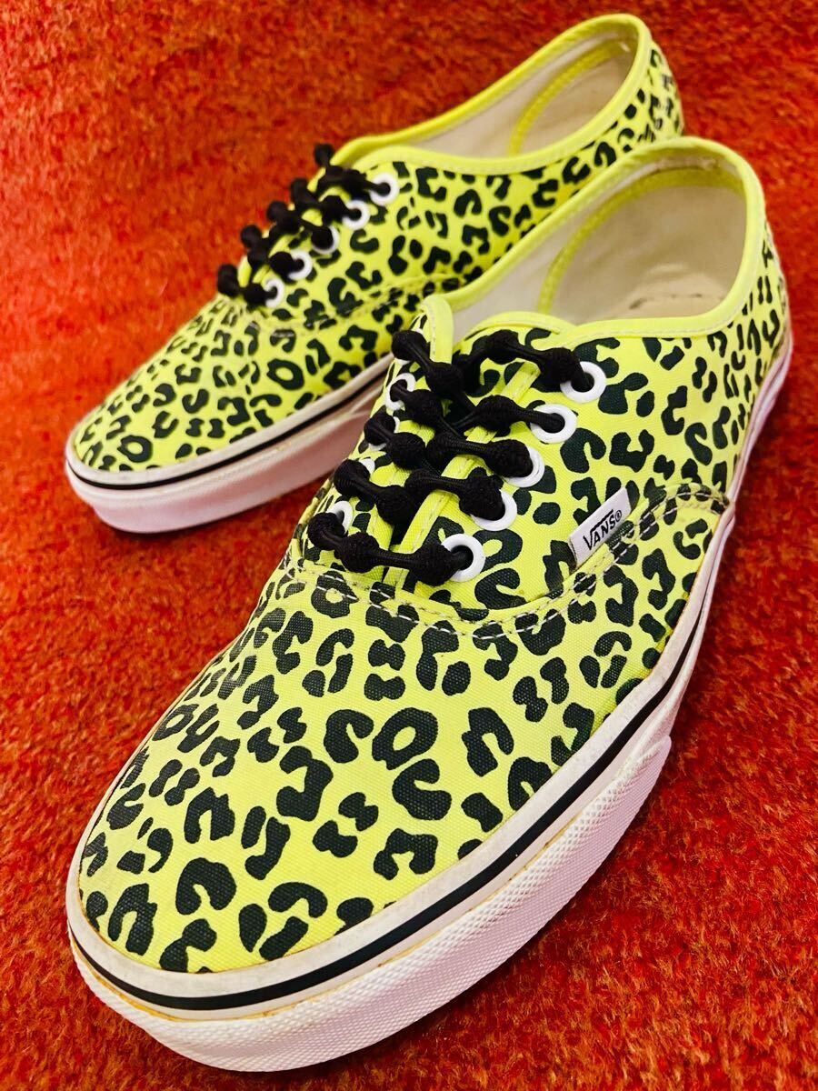 レア VANS 蛍光レオパードスニーカー・レア バンズ蛍光イエロー オーセンティック・VANSヒョウ柄スニーカー・era・sk8・検索用
