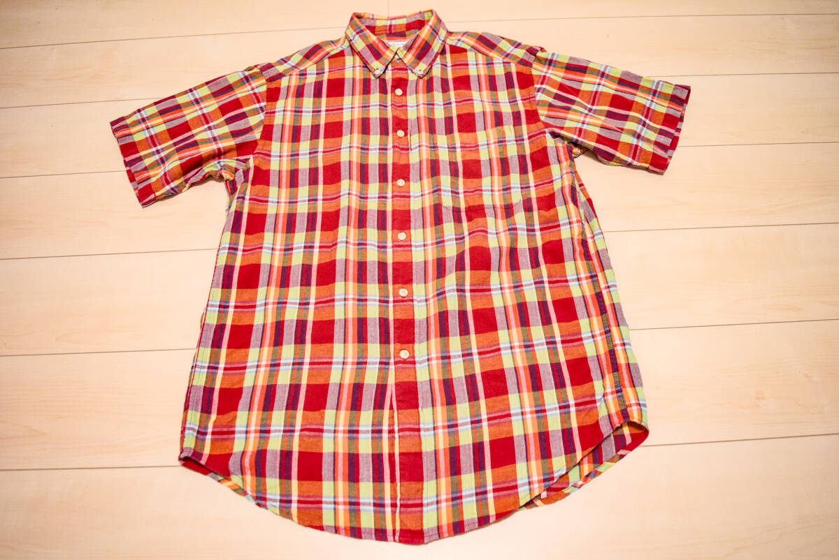 BrooksBrothers ブルックスブラザーズ コットン 100% ボタンダウン マドラスチェック 半袖 シャツ L 夏 (K0061001) 