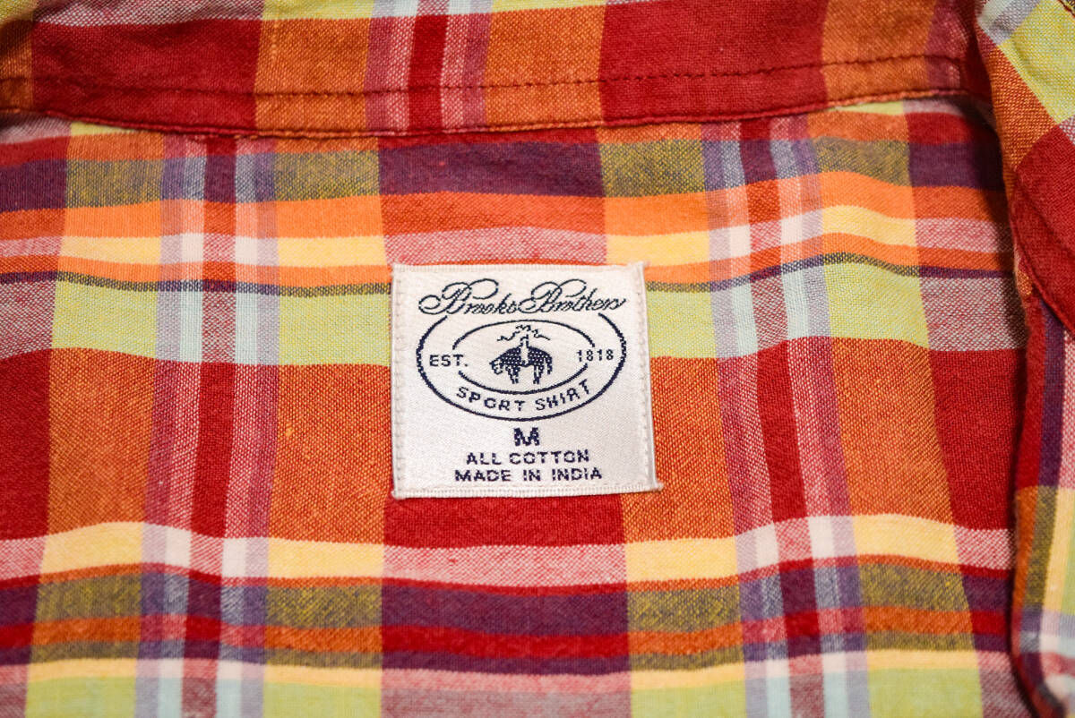 BrooksBrothers ブルックスブラザーズ コットン 100% ボタンダウン マドラスチェック 半袖 シャツ L 夏 (K0061001) 