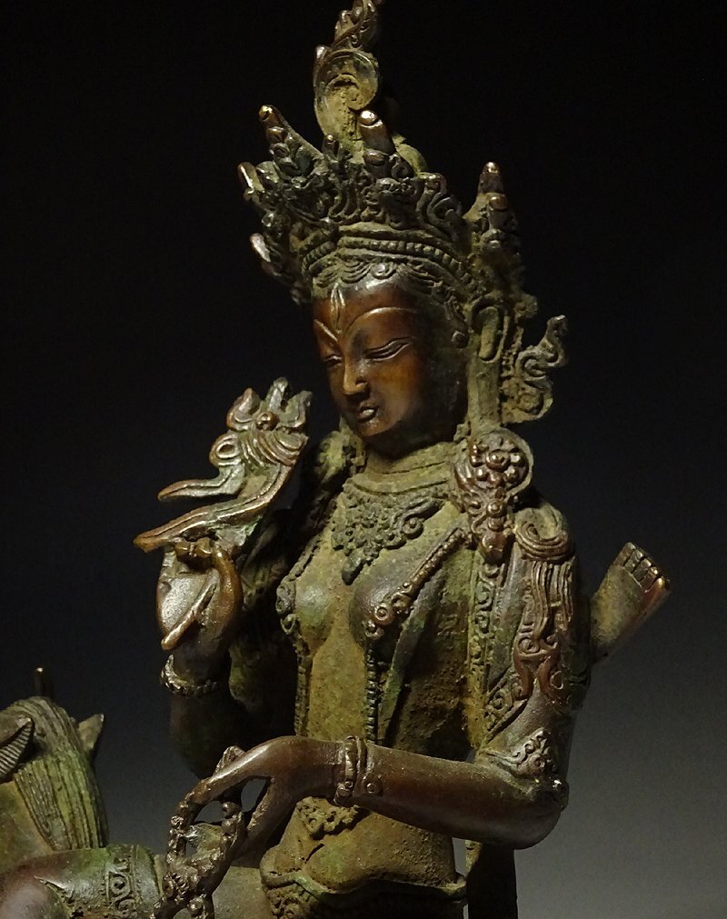 中国美術 チベット 古木 菩薩像 仏像