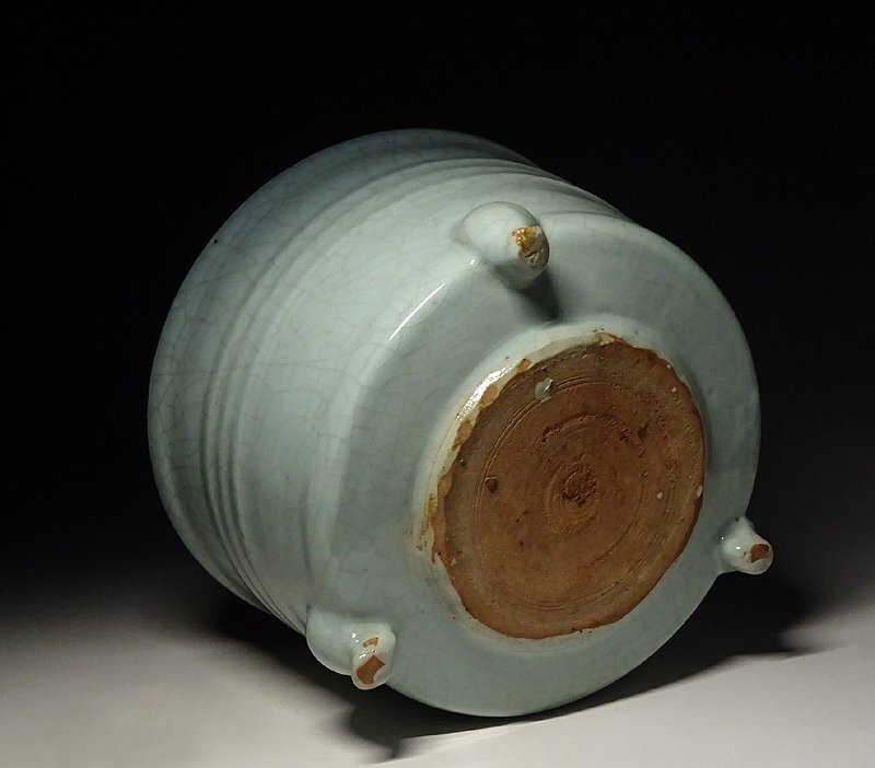 中国 青い 香炉 時代物 緑屋i□ 中国古玩 龍泉窯 青磁 大香炉 幅約25cm 箱付 時代物 唐