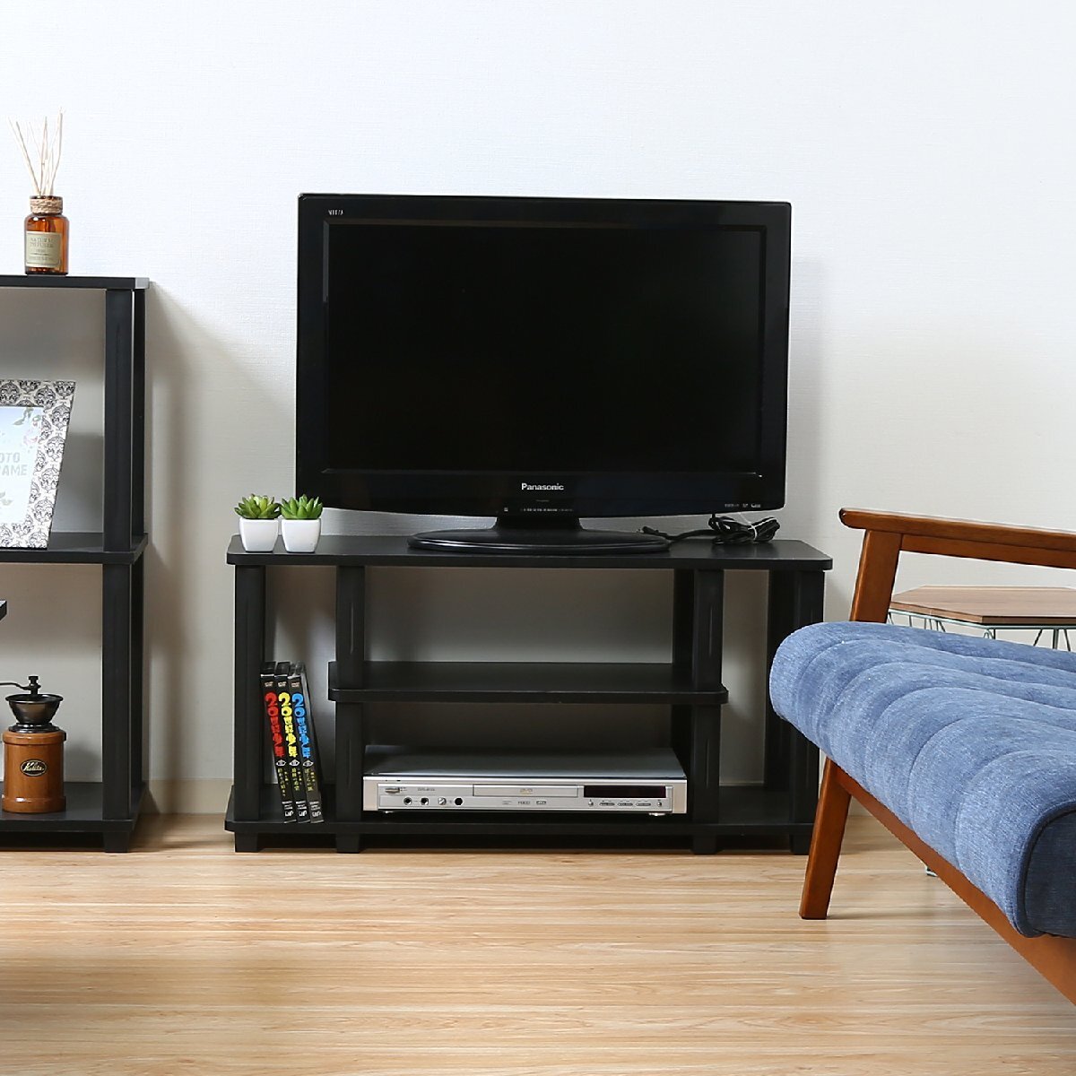 送料無料 テレビ臺 収納ラック TVラック キャビネット サイドボード 中棚付き インテリア 幅80cm 奧行30cm 高さ41cm ブラウン 新品