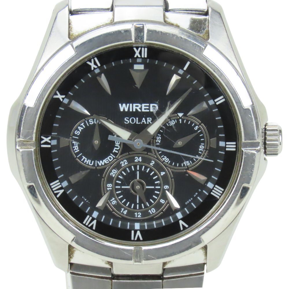 1円? 不動 中古 ワイアード 腕時計 V14J-0BV0 ステンレス 文字盤ブラック SEIKO WIRED セイコー