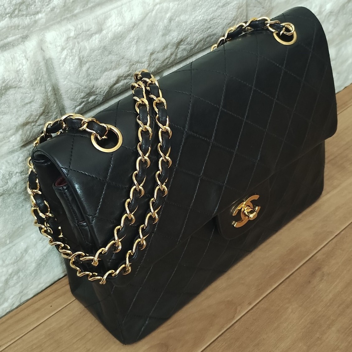 正規(guī)品 CHANEL シャネル ヴィンテージ ショルダーバッグ マトラッセ ダブルフラップ ラムスキン チェーンショルダーバッグ 25Wフラップ 