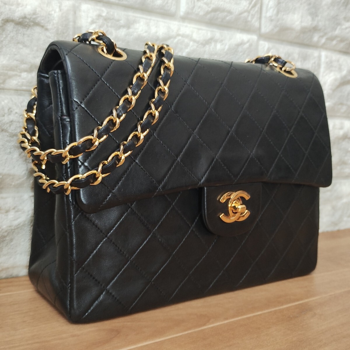 正規(guī)品 CHANEL シャネル ヴィンテージ ショルダーバッグ マトラッセ ダブルフラップ ラムスキン チェーンショルダーバッグ 25Wフラップ 