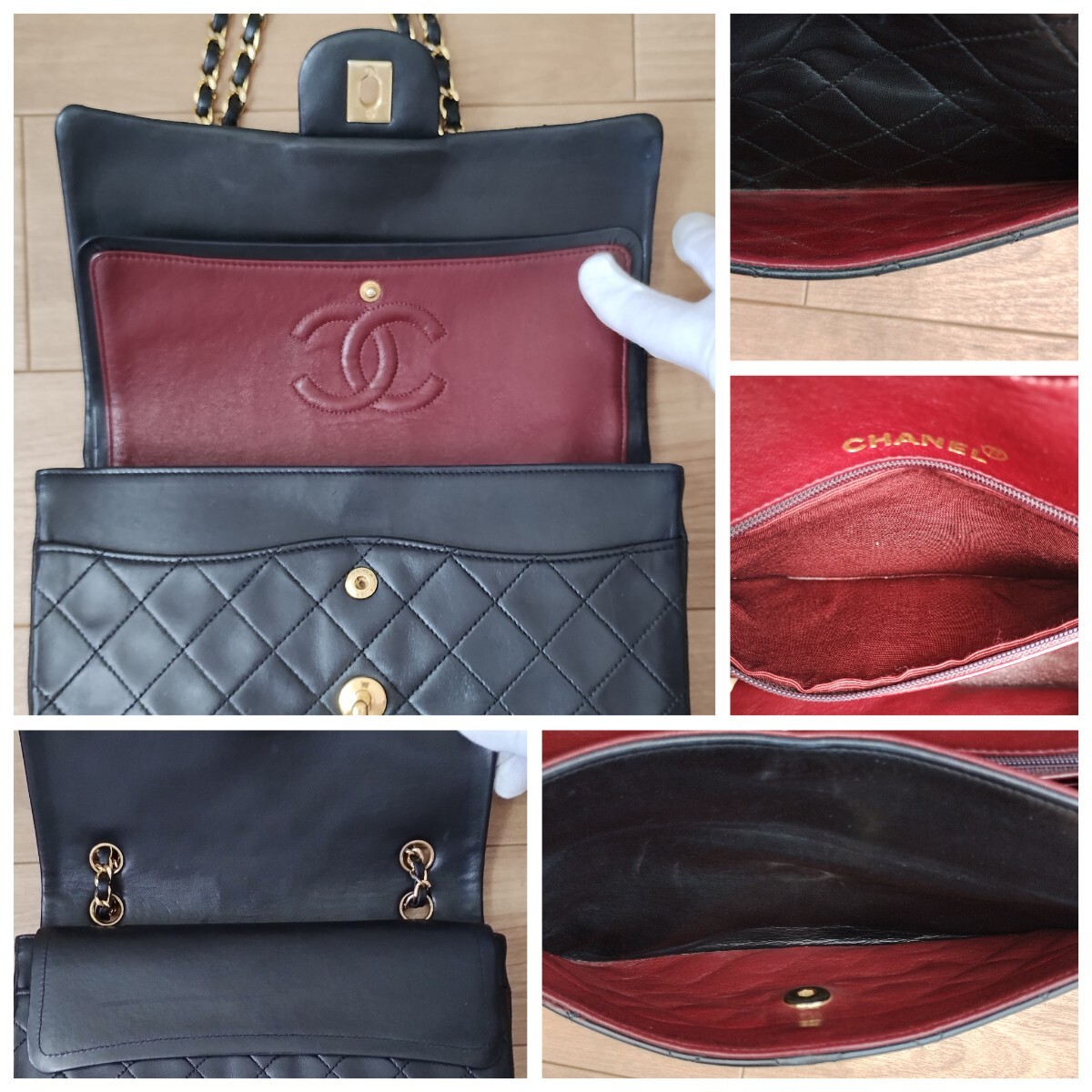 正規(guī)品 CHANEL シャネル ヴィンテージ ショルダーバッグ マトラッセ ダブルフラップ ラムスキン チェーンショルダーバッグ 25Wフラップ 