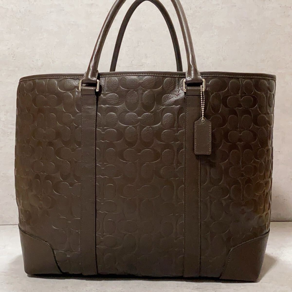 未使用級 コーチ ハンドバッグ ジャガード シグネチャー トート ブラウン 未使用級○大容量○COACH コーチ シグネチャー トートバッグ
