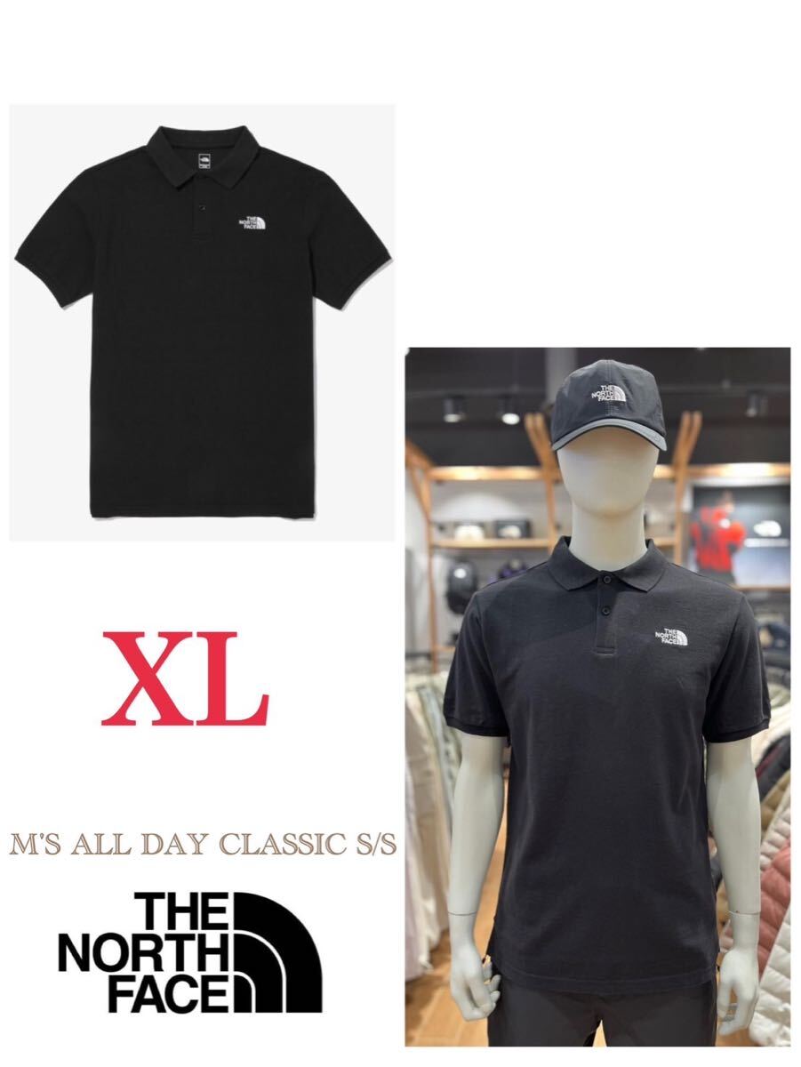 新品未使用 THE NORTH FACE ノースフェイス オールデイ クラシックポロシャツ Tシャツ オフィスカジュアル XL ブラック 海外限定