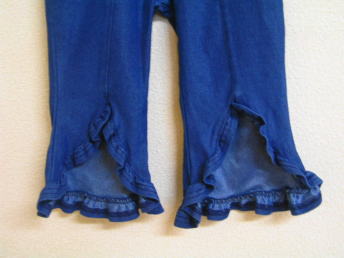 ★新品100cm★La poche biscuit ７分丈パンツ (裾フリル/サックス) ラポシェビスキュイ_画像2