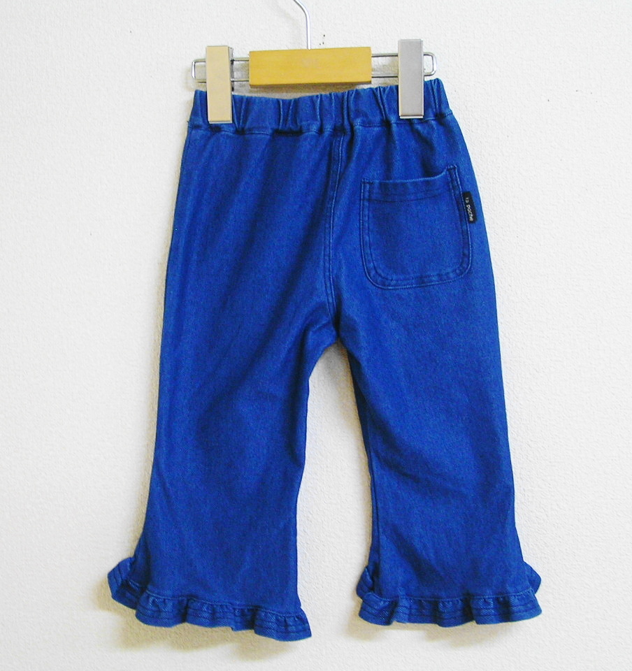 ★新品100cm★La poche biscuit ７分丈パンツ (裾フリル/サックス) ラポシェビスキュイ_画像3