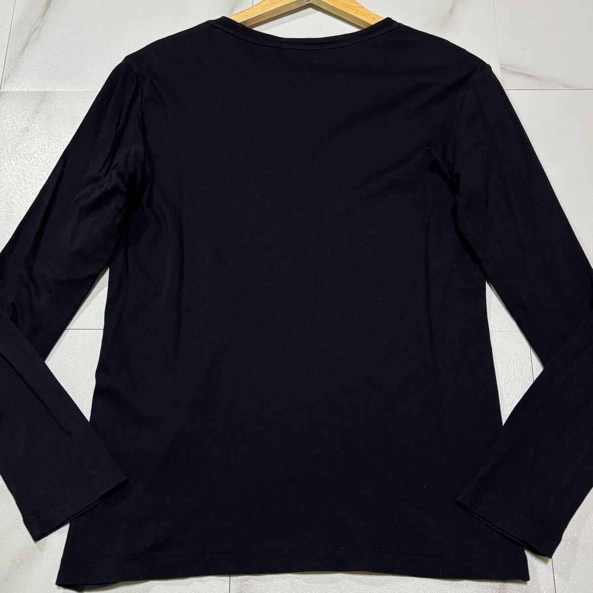 美品/名作 BLACK LABEL CRESTBRIDGE ブラックレーベルクレストブリッジ Tシャツ 長(zhǎng)袖 メガチェック ロゴレザーパッチ Mサイズ