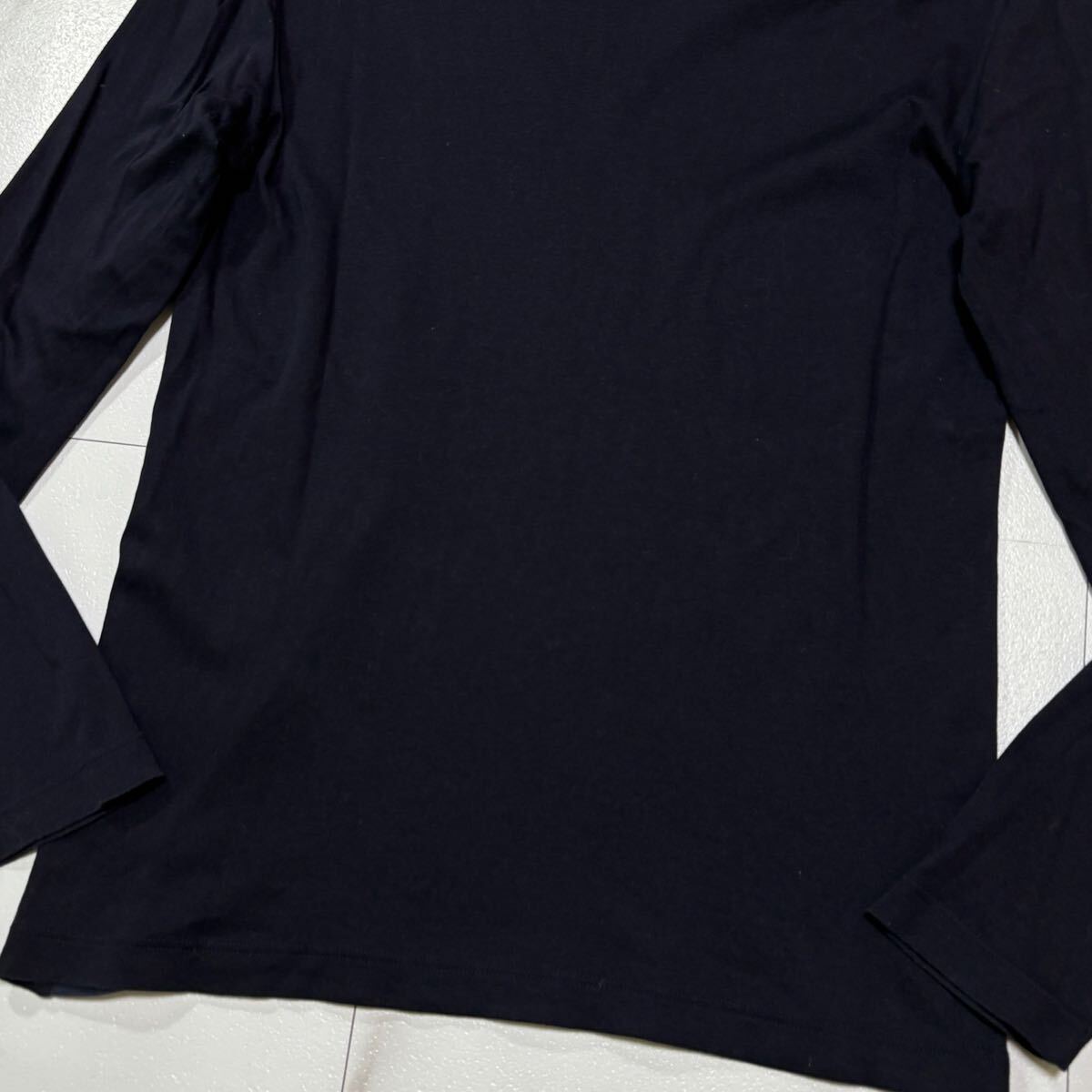 美品/名作 BLACK LABEL CRESTBRIDGE ブラックレーベルクレストブリッジ Tシャツ 長(zhǎng)袖 メガチェック ロゴレザーパッチ Mサイズ
