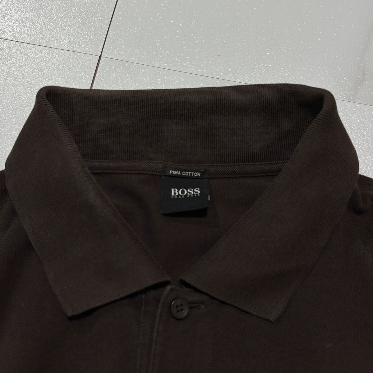 希少/ XXXLサイズ HUGO BOSS ヒューゴボス ポロシャツ 半袖 鹿の子 ブランドロゴ刺繍 ブラウン 大谷翔平