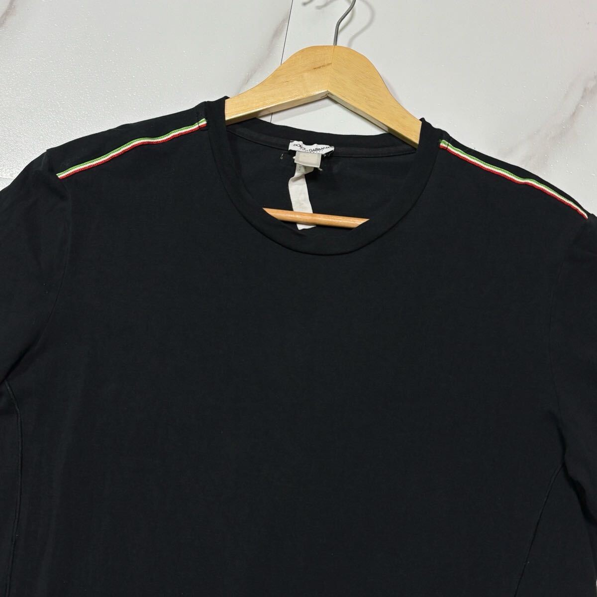 美品/名作 DOLCE&GABBANA ドルチェアンドガッバーナ 半袖 Tシャツ ブランドロゴ トリコロール ブラック 黒 Mサイズ