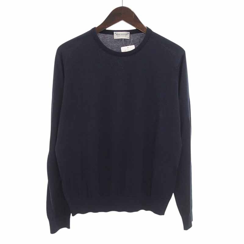 【PRICE DOWN】JOHN SMEDLEY コットン クルーネック 長袖 カットソー ネイビー サイズ メンズM