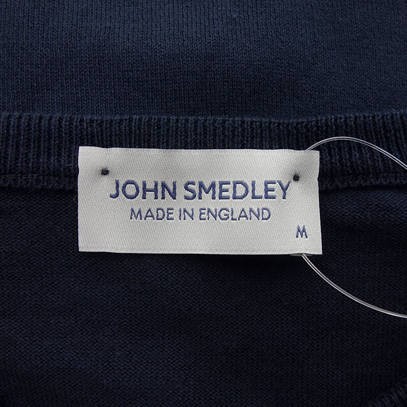 【PRICE DOWN】JOHN SMEDLEY コットン クルーネック 長袖 カットソー ネイビー サイズ メンズM