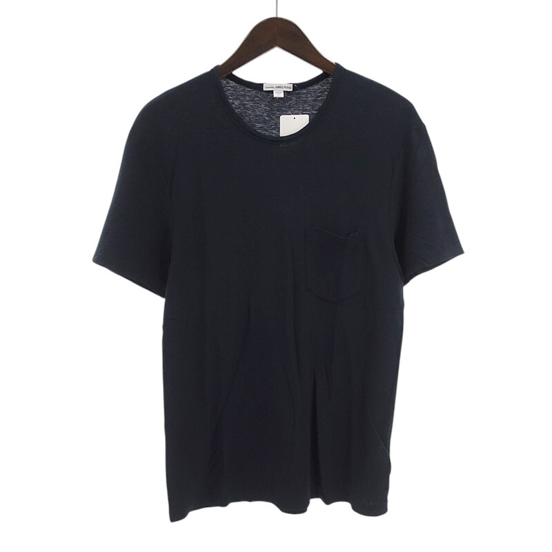 STANDARD JAMES PERSE コットン リネン ポケット付き クルーネック Tシャツ ネイビー サイズ メンズ0