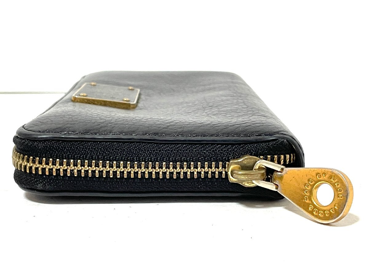 【中古】MARC BY MARC JACOBS マークバイマークジェイコブス　ラウンドジップウォレット　長財(cái)布　レザー　ブラック