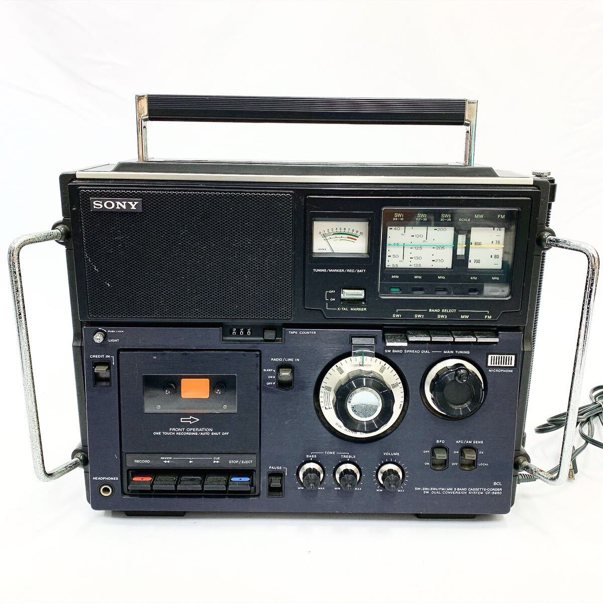 SONY Sony CF-5950 Sky сенсор кассета магнитофон BCL радио магнитола AM/PM/SW 5 частота электрический кабель имеется R.0530