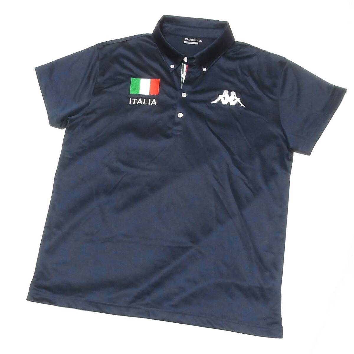 Kappa GOLF 美品 カッパ ゴルフ ボタンダウン ポロシャツ 3L◎ダークネイビー イタリア デザイン 半袖シャツ 送料無料