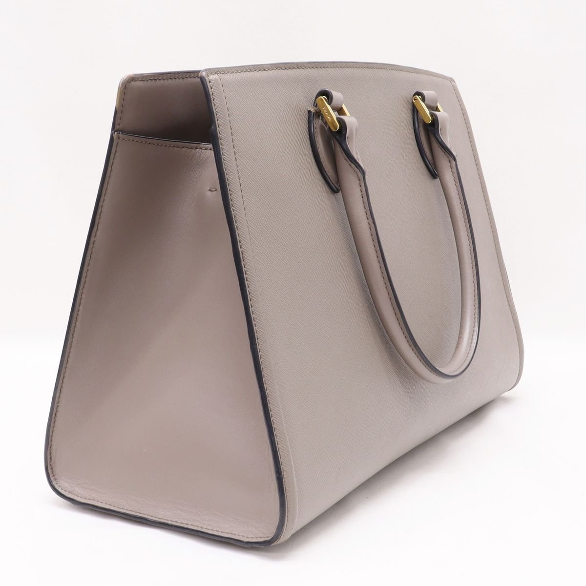 PRADA プラダ サフィアーノ レザー 2way ハンドバッグ ショルダーバッグ グレー ベージュ 1BA228 ▼22B41_画像2