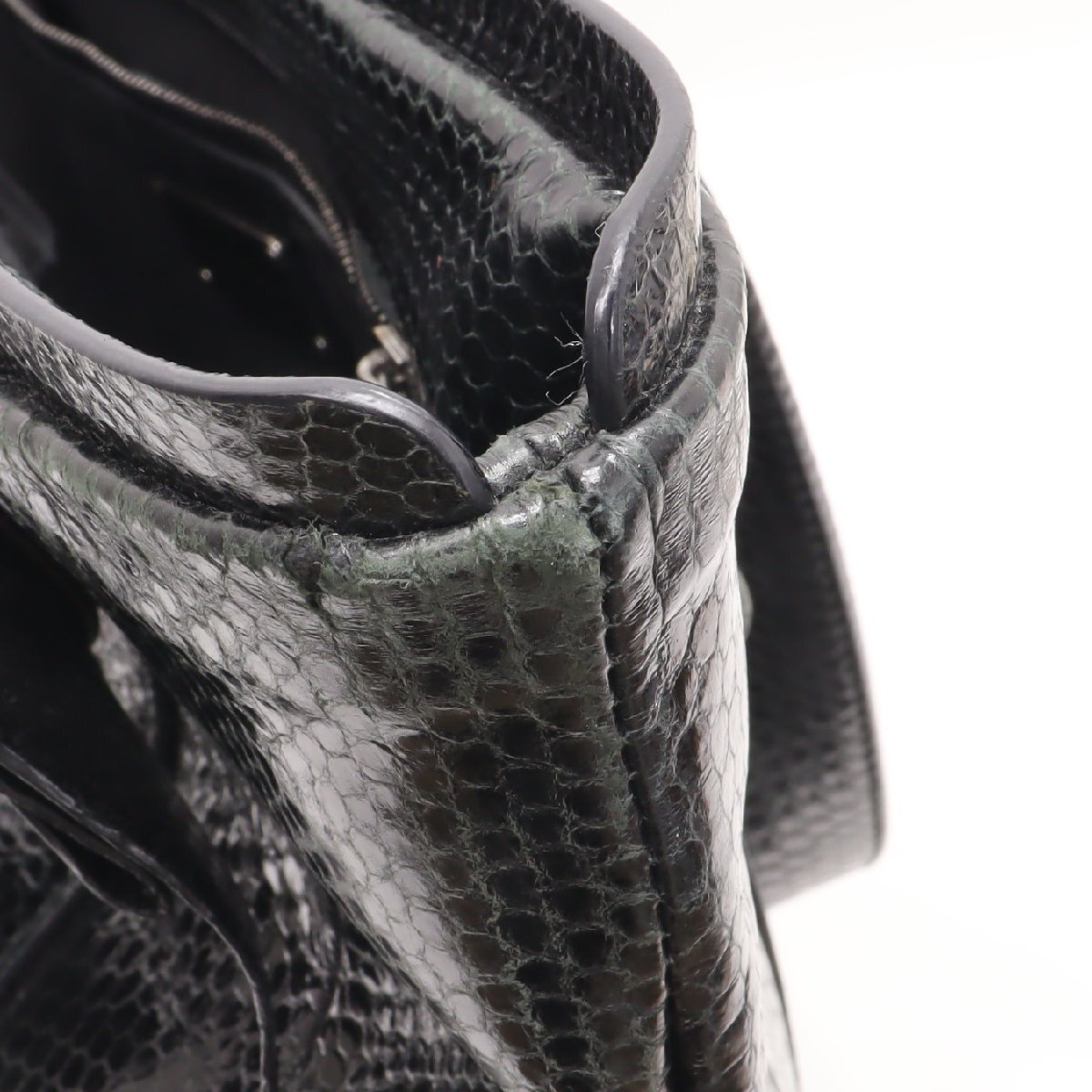 サルヴァトーレ・フェラガモ Salvatore Ferragamo ヴァラ 型押し レザー トートバッグ ハンドバッグ ブラック▼57B98_画像6