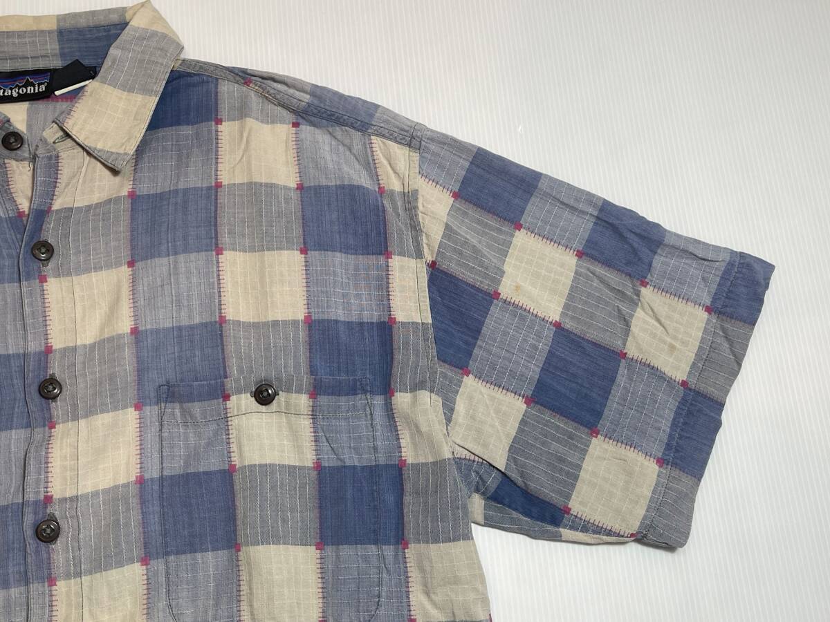 ＊Patagonia パタゴニア　半袖シャツ　実寸Lサイズ位　表記サイズM　一箇所リペアあり　ジャンク　ビンテージ　９０年代頃＊