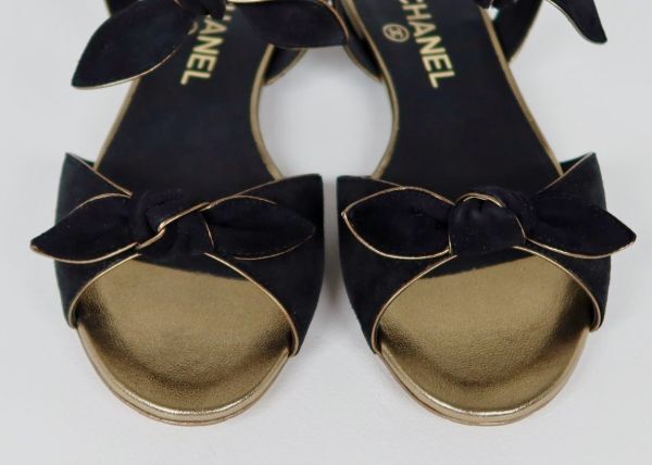 20P CHANEL coco ribbon sandals size 35 シャネル ココマーク フラット リボン サンダル b9549