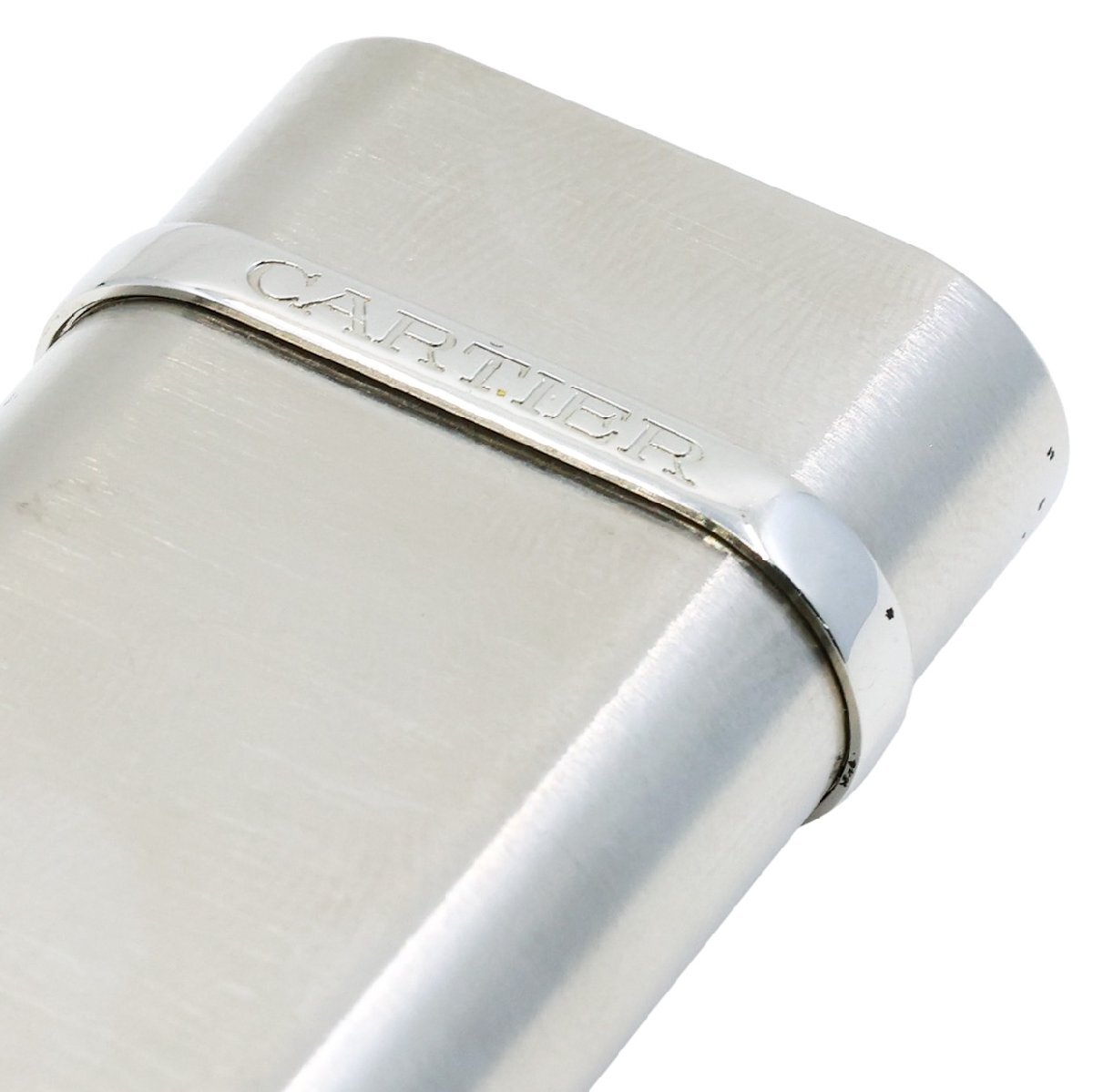 # 1 иен ~ стандартный б/у прекрасный товар надеты огонь хороший # Cartier Cartier # овальный type газовая зажигалка # волосы линия ролик тип серебряный курение . высококлассный 