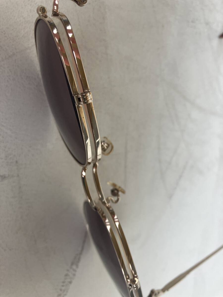 90’s 即決 renoma レノマ 20-9605 51□20-140 MADE IN JAPAN ビンテージサングラス 跳ね上げ 式 サングラス?メガネ ブラウンパープル系