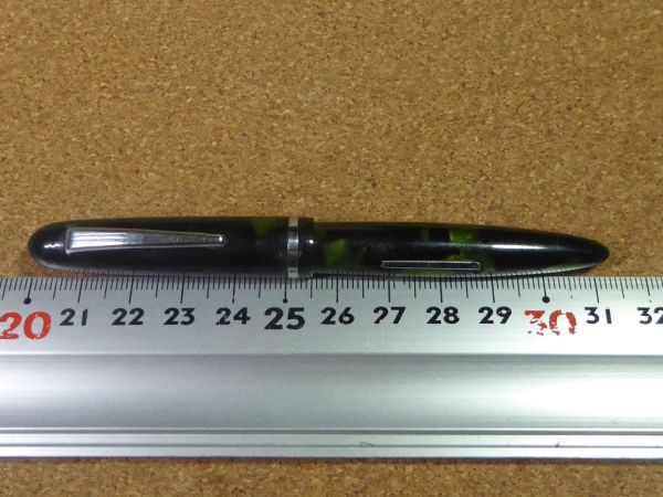 萬年筆 レバーフィラー式 ブラック×グリーン 昭和 レトロ セルロイド FOUNTAINPEN 廃番 現(xiàn)狀渡し