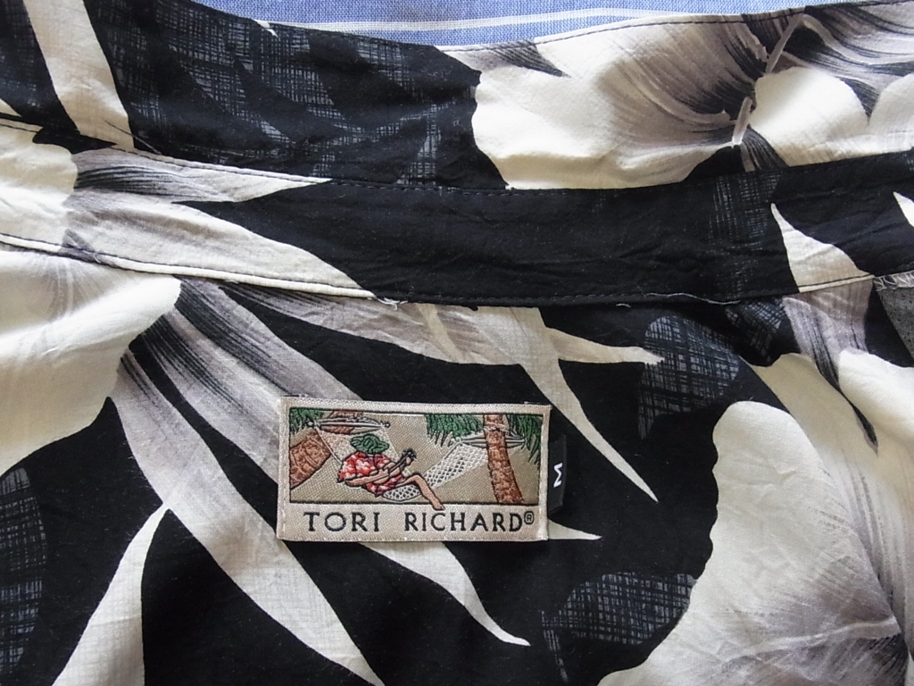 ★Made in Hawaii U.S.A ハワイ製 TORI RICHARD トリ リチャード アロハシャツ サイズM /USED *少々シミ有り_画像6
