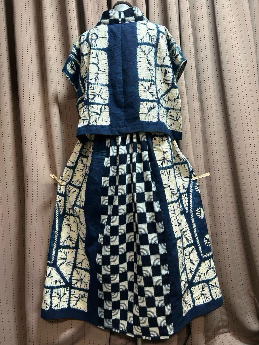 〔蓮華〕古布　セットアップ　藍(lán)染クロス　