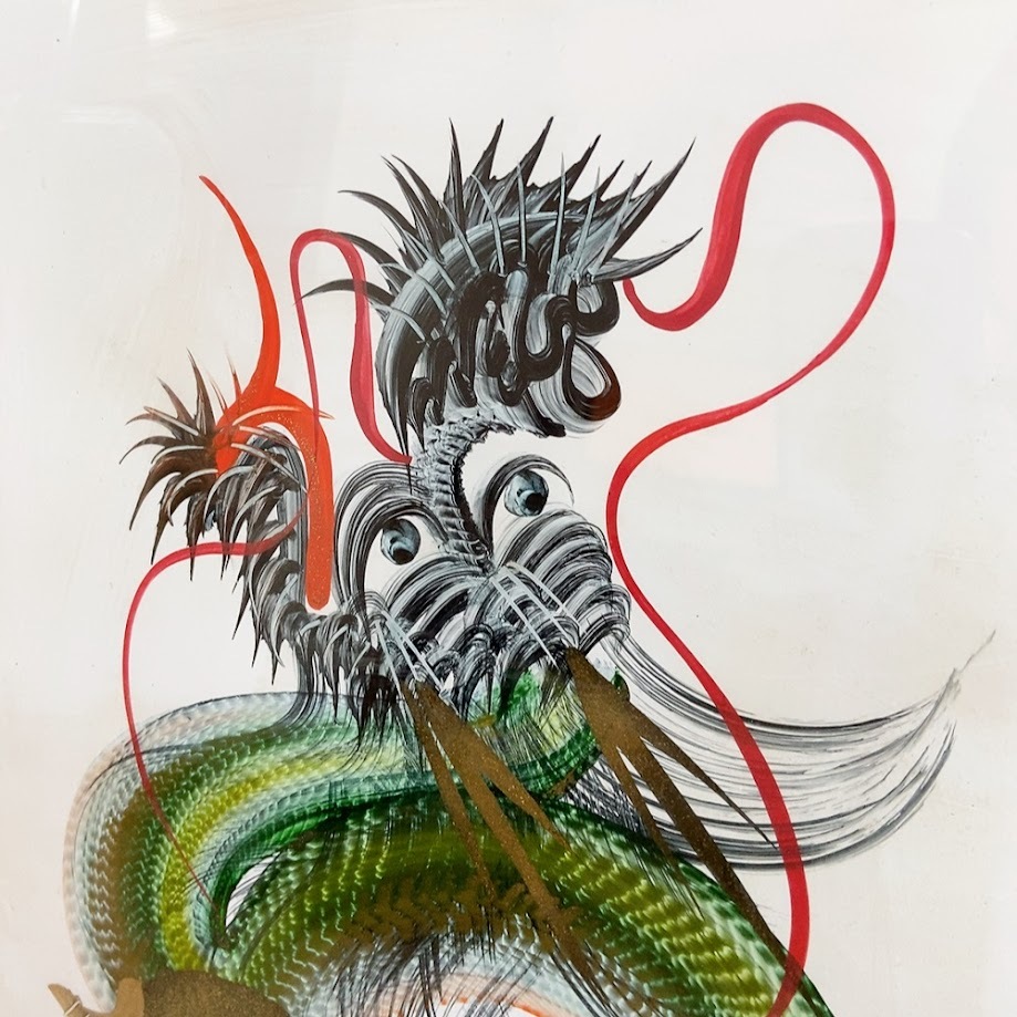 日光一筆龍 縁起物 金龍 日光一筆龍 高瀬 縁起物 商売繁盛 昇龍 緑色 絵画 日本画 壁掛け