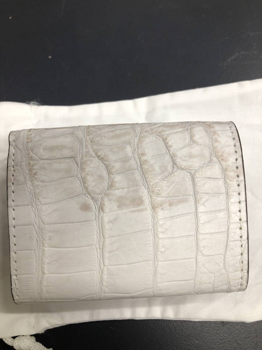 HB3875　クロコダイル 財(cái)布 小銭入 カード入 ワニ革 三つ折り財(cái)布 コンパクトウォレット レザー 箱付き 未使用品