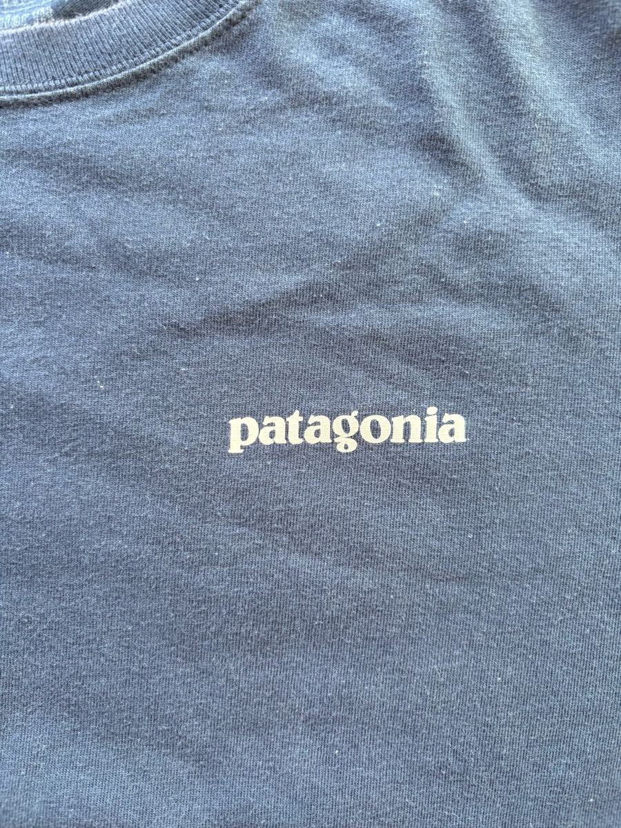 patagonia パタゴニア Tシャツ 半袖 古著 ネイビー S　プリントTシャツ