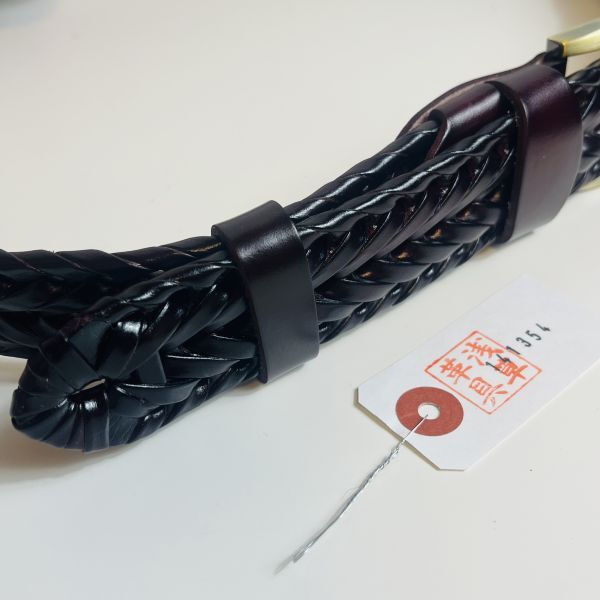 【淺草革具】フリーサイズ メンズ ベルト 編み込み イタリアンレザー 牛革 カジュアル 新品 未使用 男性 1円 レザー 無段階調(diào)整 ブラウン