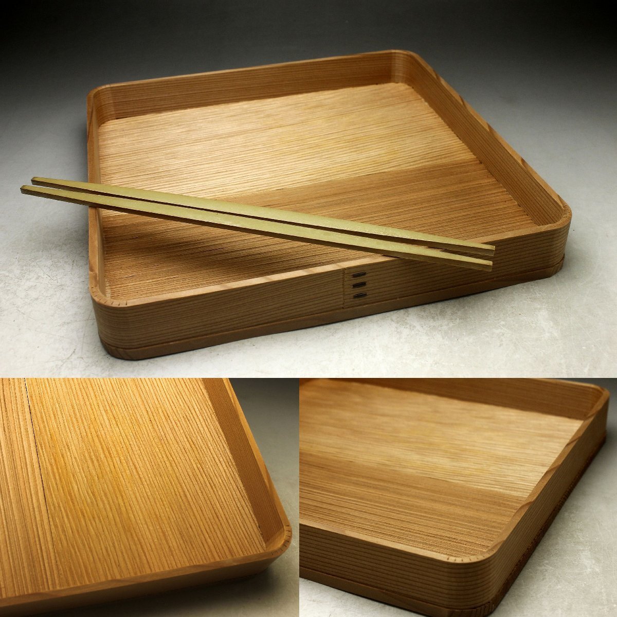 5枚セット お盆 木製トレー 特大 42×30cm 茶 白木 長角盆 送料