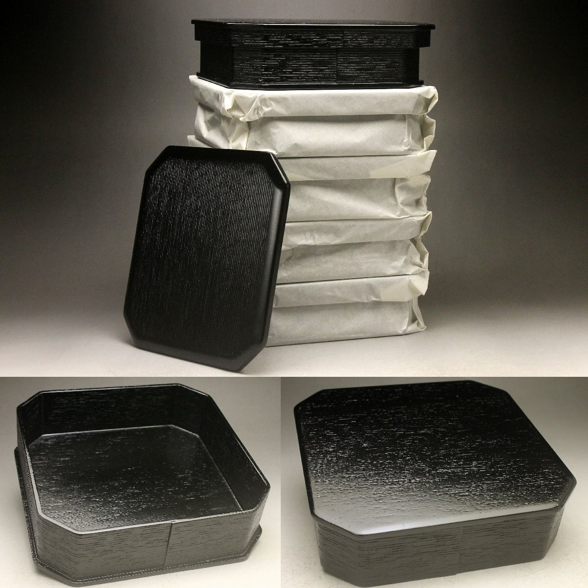 のん　柿合わせ　縁高５段重　被せふた付　未使用品 のん 柿合わせ 縁高5段重 被せふた付 未使用品 楽天