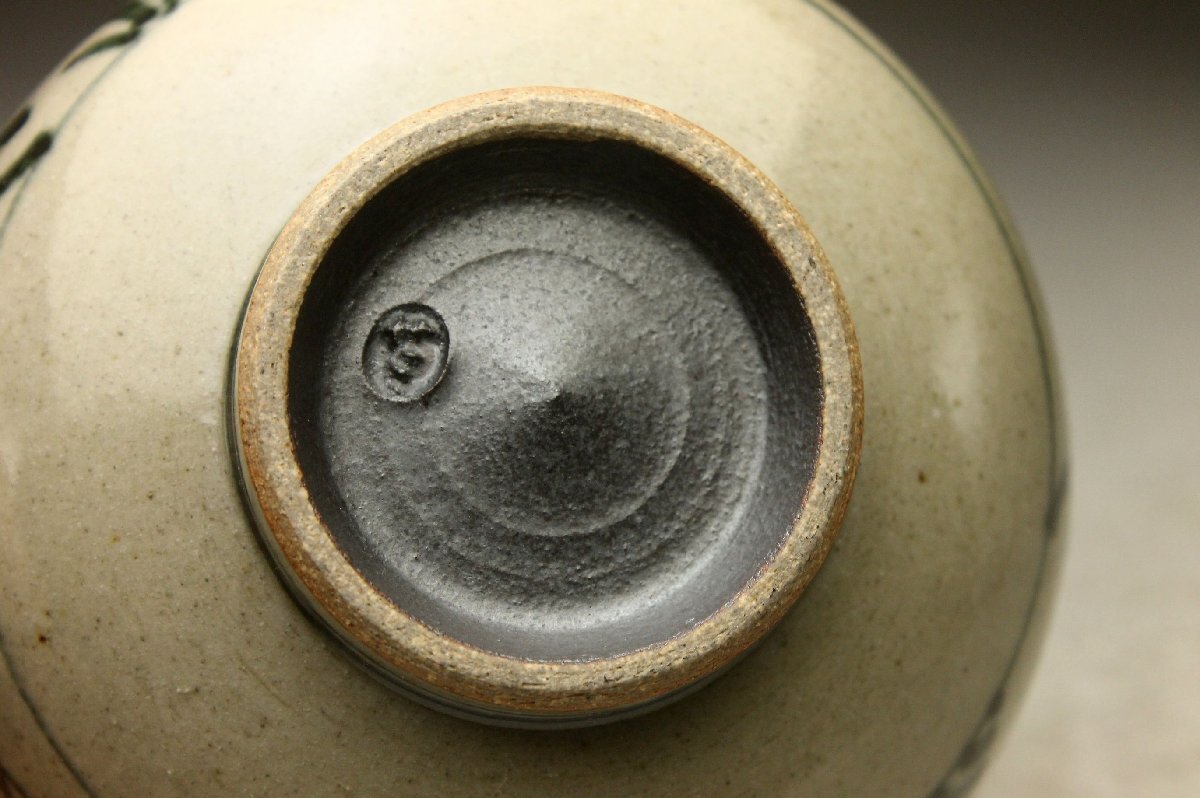 余韻】 淡海ぜぜ 陽炎園造 膳所焼 安南七賢人絵 茶碗☆無傷美品