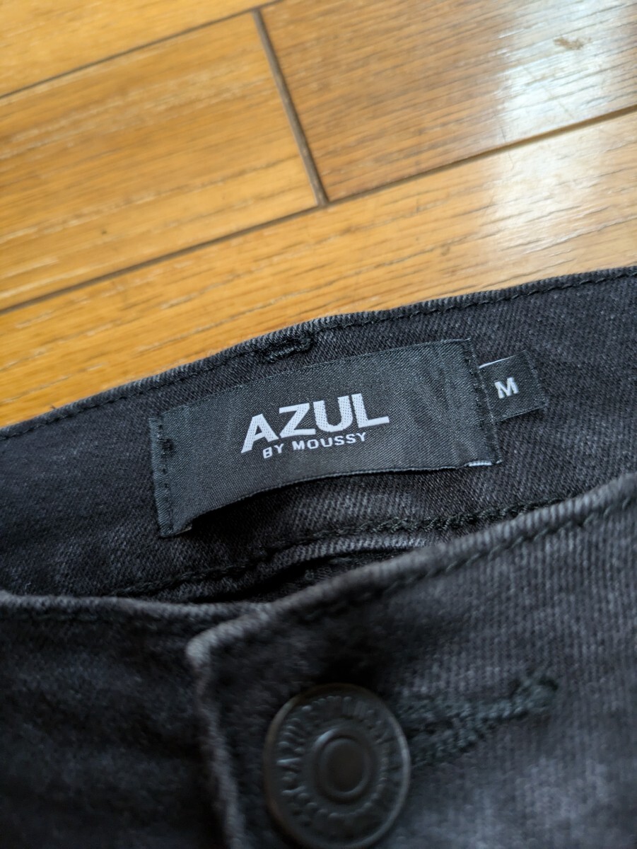 AZUL アズール　ダメージ加工スキニーデニムパンツ　ストレッチ　Mサイズ　ブラック　黒