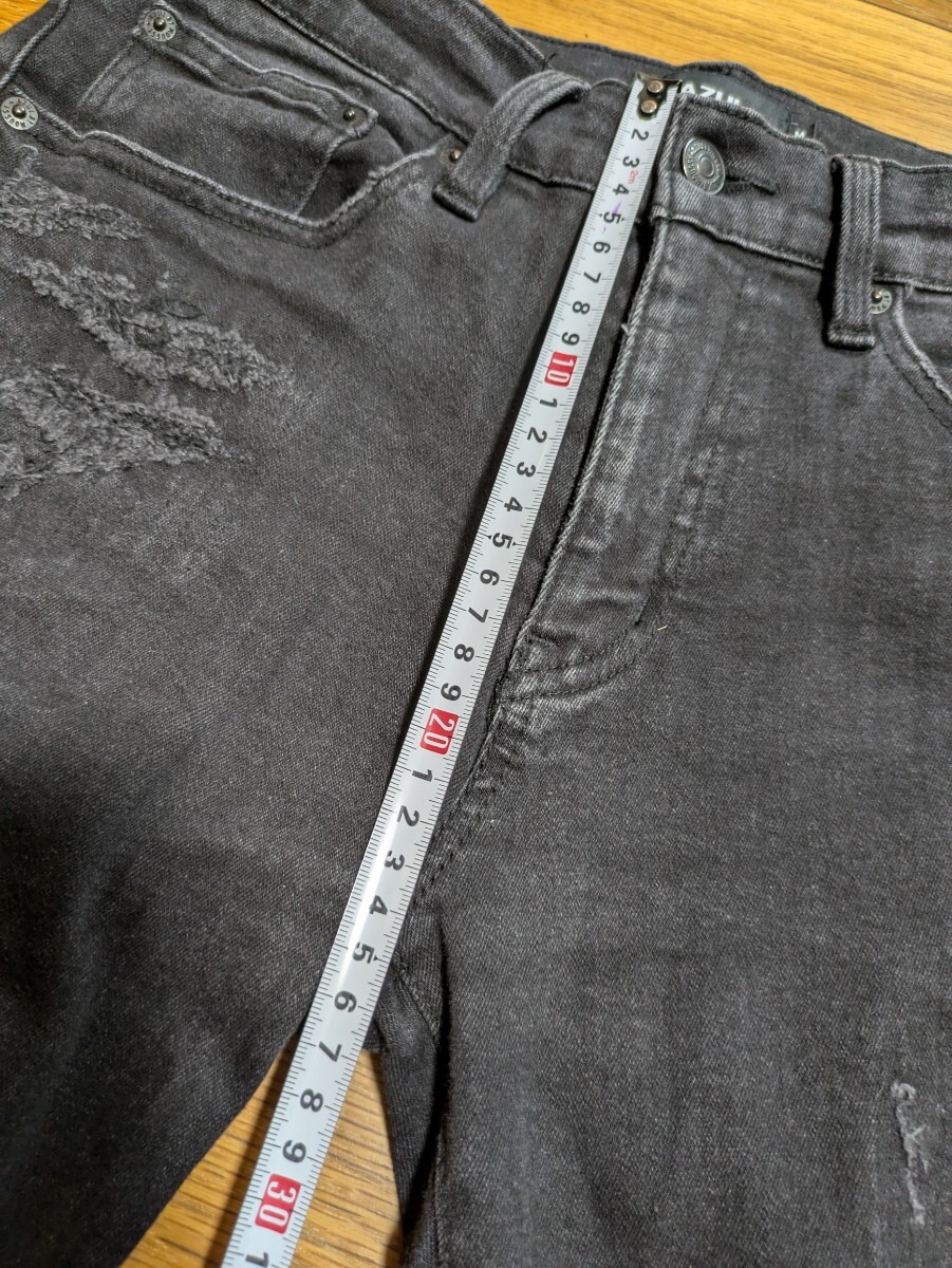 AZUL アズール　ダメージ加工スキニーデニムパンツ　ストレッチ　Mサイズ　ブラック　黒