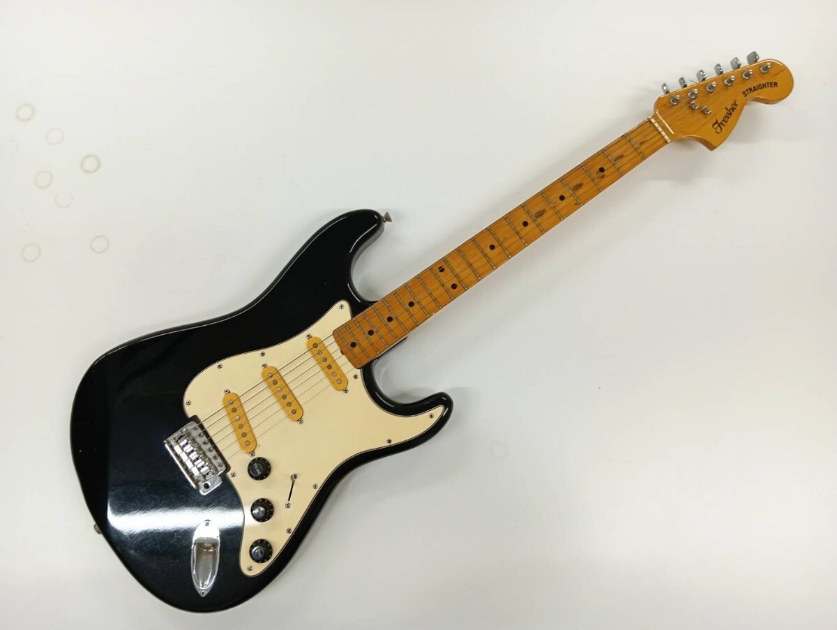 1円スタート Fresher STRAIGHTER フレッシャー ストレイター エレキギター 黒×白 弦楽器 付屬品あり ジャンク【K000719】