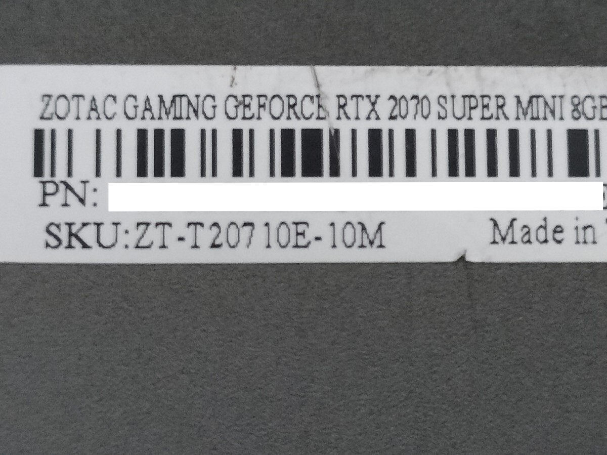 NVIDIA ZOTAC GAMING GeForce RTX2070Super 8GB MINI 【グラフィックボード】