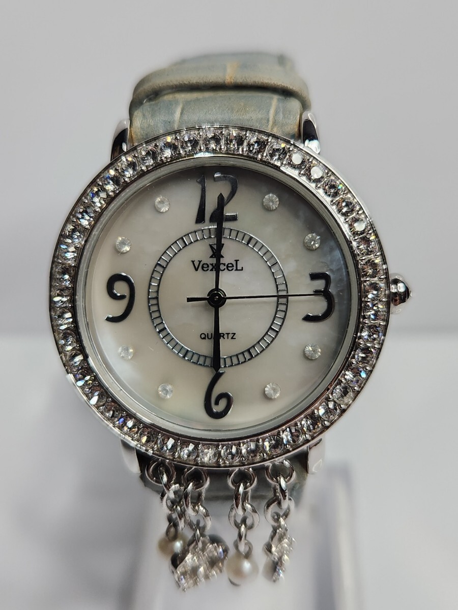 V новый товар не использовался /VEXCEL / Swarovski женские наручные часы часы 3 стрелки кварц White Butterfly . циферблат ювелирные изделия циркон натуральная кожа ремень