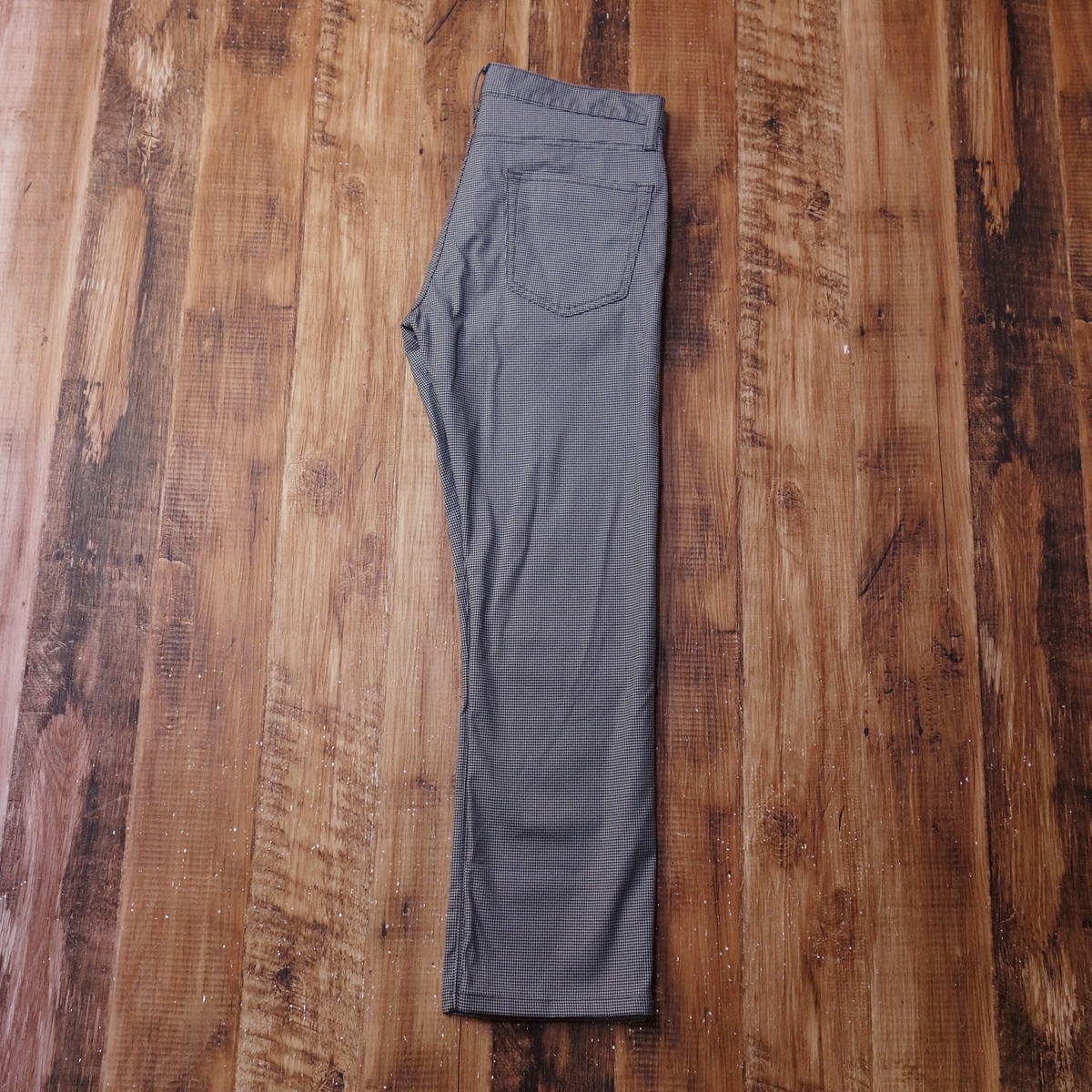 美品 ユニクロ UNIQLO スリムフィットストレートジーンズ メンズ 千鳥格子 ストレッチ 31インチ デニム パンツ グレー系千鳥格子 PN17