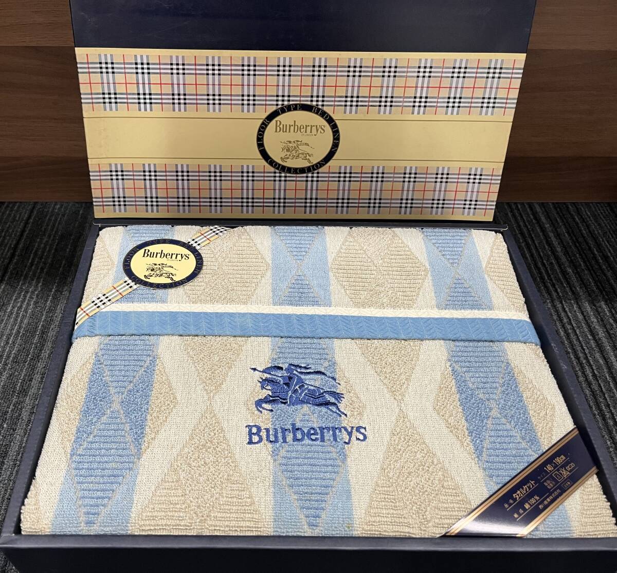 未使用 BURBERRY バーバリー タオルケット 寢具 140 × 190cm 綿100％ 保管品 注目99円スタート